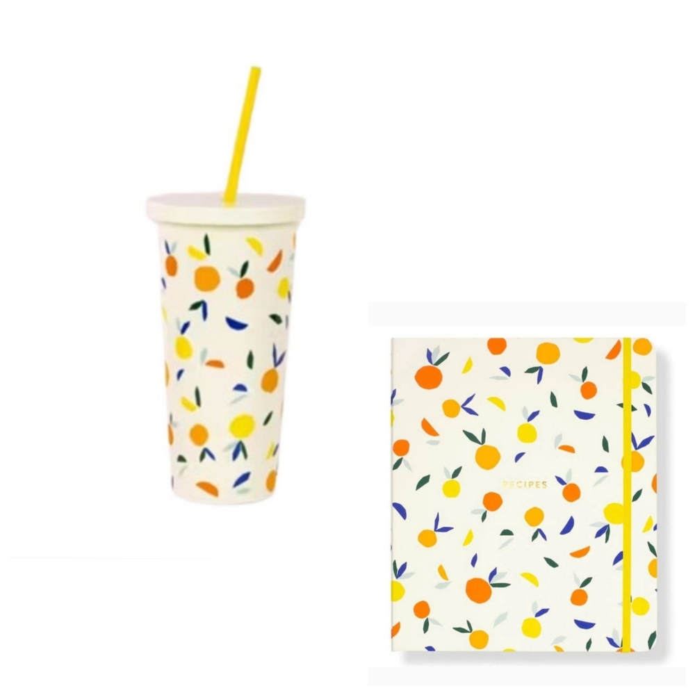 kate spade Matching Set Of Recipe Book And Cold Cup In Citrus Print